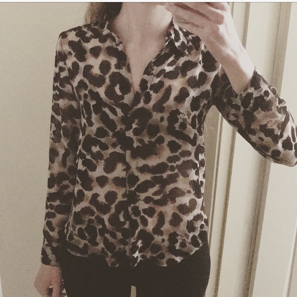 edge Tops - Edge leopard print sheer back blouse